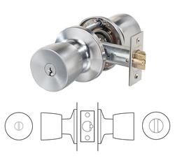 Lockwood Privacy Lock 60mm Backset w/ Knobs Satin Chrome