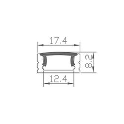 Modar AP1715 LED Surface Mounted Profile 17.4 x 8.2mm x 2m Black w/ Frost Cover