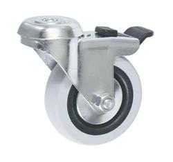 Swivel Castor Bolt Hole Plate w/ Brake 75mm 55kg Grey