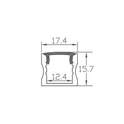Modar AP1715 LED Surface Mounted Profile 17.4 x 15.7mm x 2m Black w/ Clear Cover
