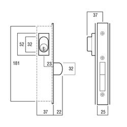 Lockwood Lock Cylinder/Lever 22mm Projection Satin Chrome