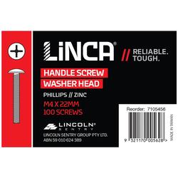 Linca Handle Screws Phillips M4 x 22mm Zinc - Box of 100
