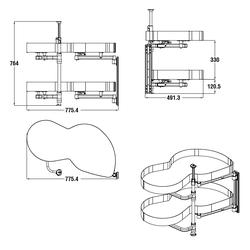 Modar Corner Swing Tray 900CW Right Opening White