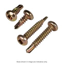 Linca Self Drilling Screws Pan Head Square 4.1 x 25mm Yellow Zinc - Box of 1,000