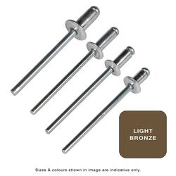 Linca Aluminium/Steel Rivets Dome Head 3.2 x 6.4mm Light Bronze - Box of 1,000