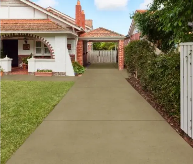 Concrete driveway with a smooth finish after treatment