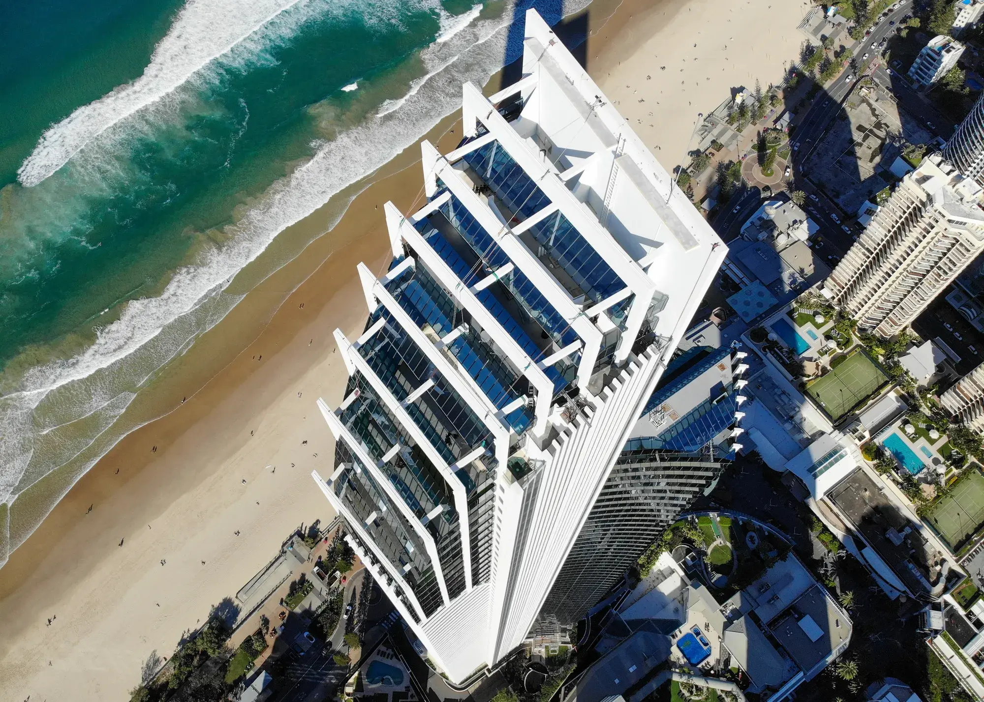 Aerial view of Peppers Soul Gold Coast building with full Acratex repaint of the facade.