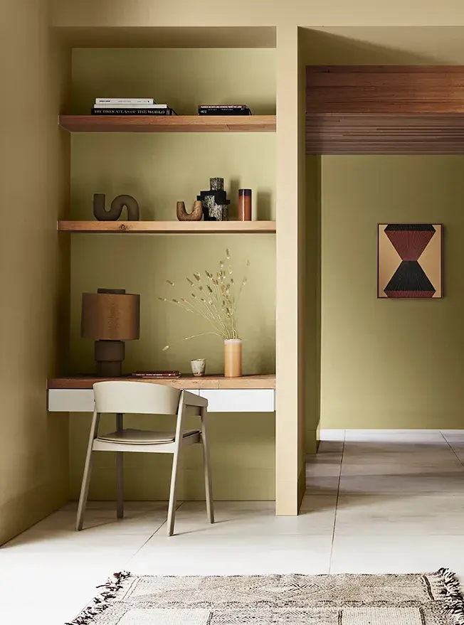 Study nook with green walls