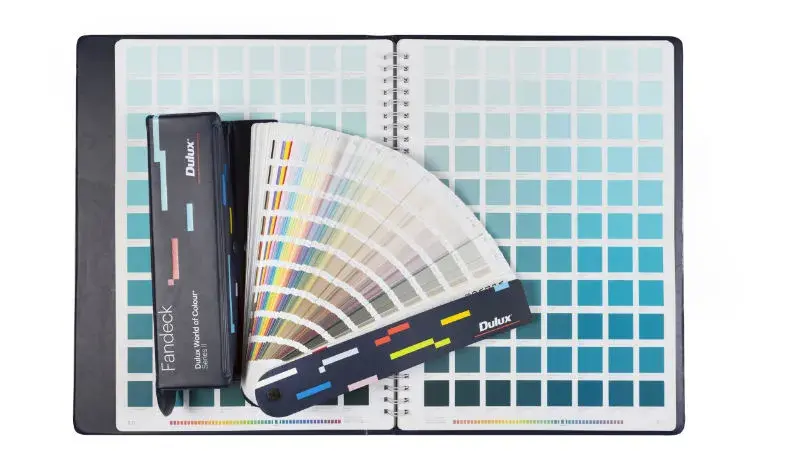 Dulux blue colour chart and fan. 