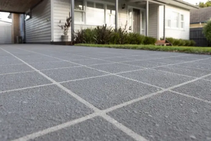 Driveway with a smooth concrete finish 