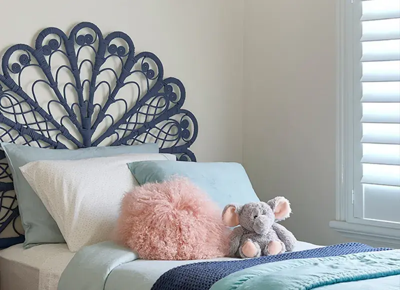 interior tween bedroom closeup of bed.