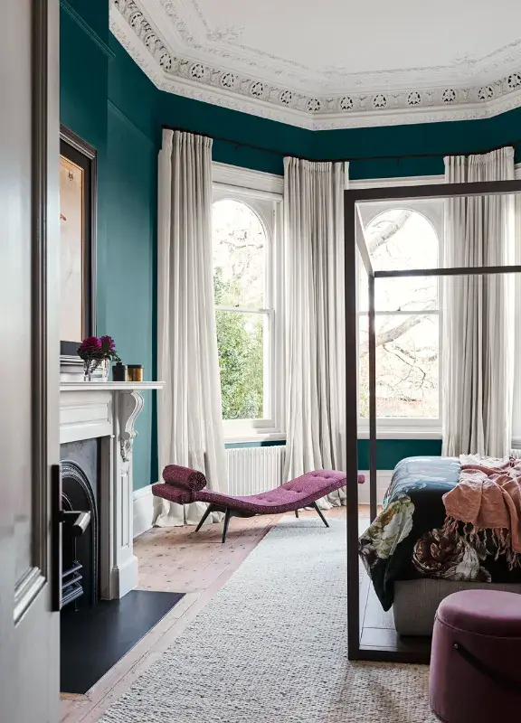 Green traditional bedroom