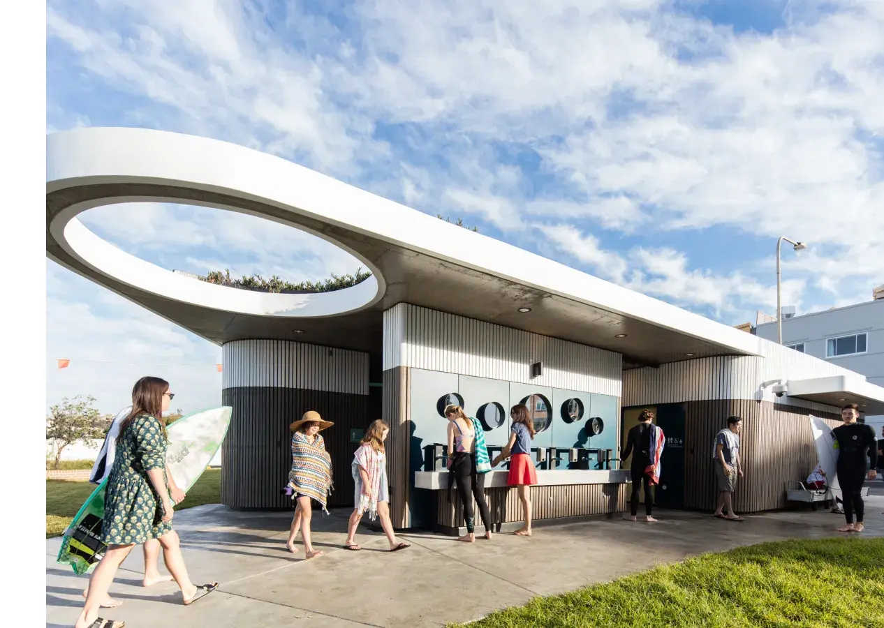 Modern beach toilets and change rooms