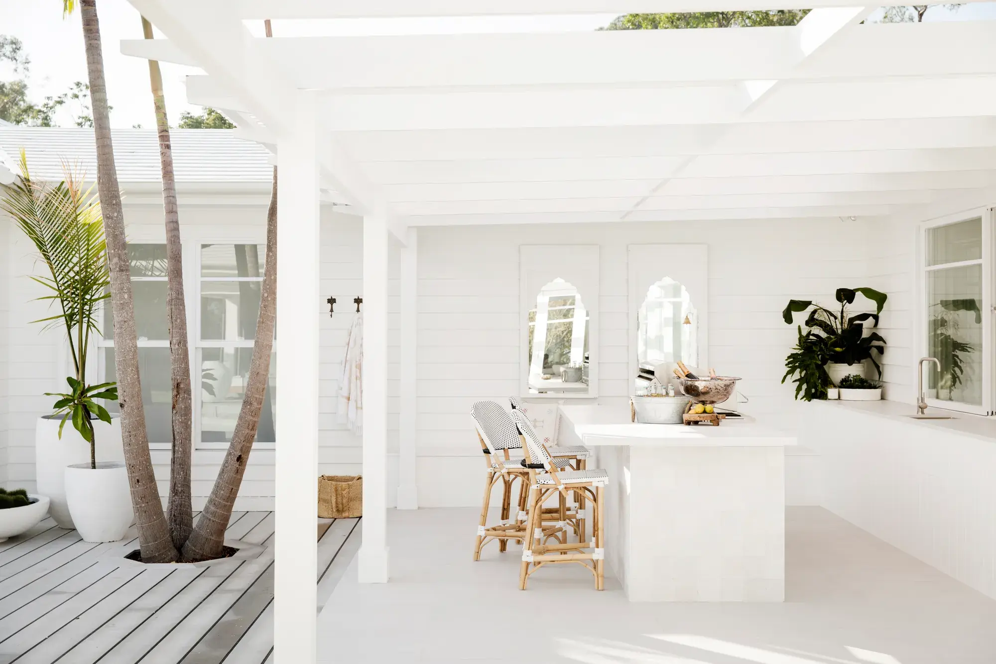White outdoor entertaining area