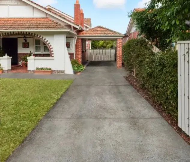 Concrete driveway before sealing