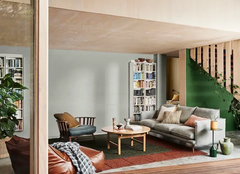 interior green lounge with couches.