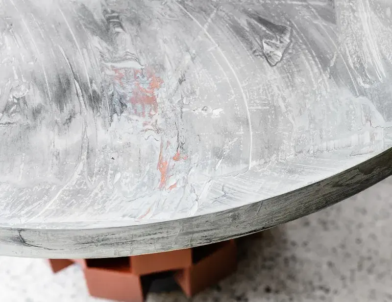 Dulux Design Copper Effect and Dulux Design Concrete Effect used on round table.