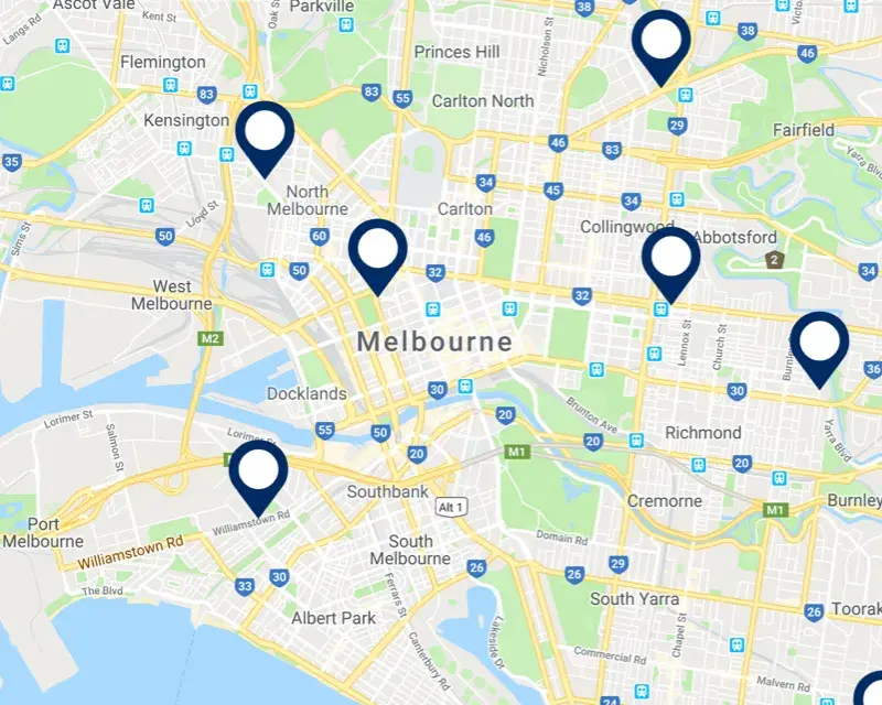 Dulux Melbourne store map.