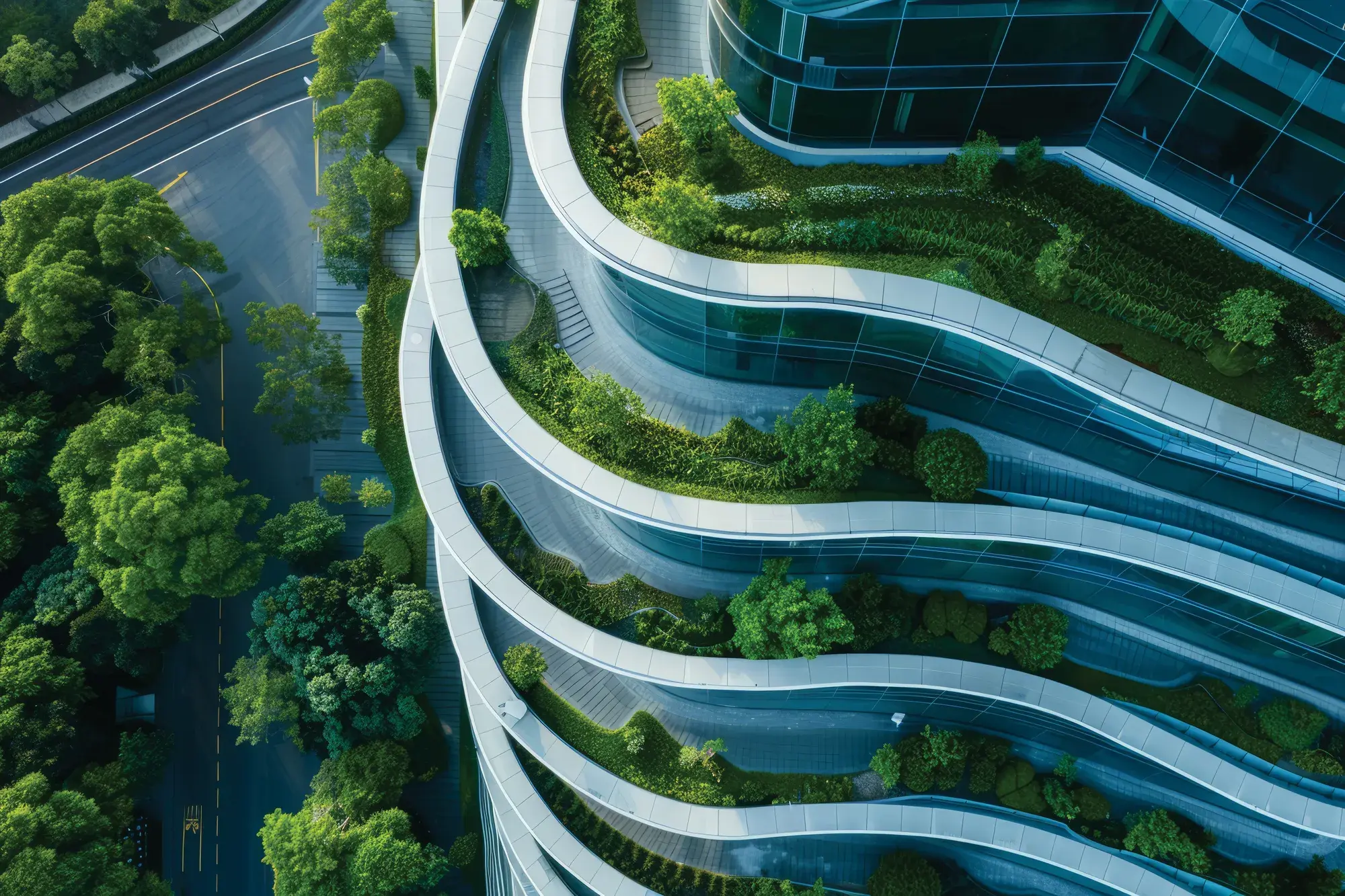 Exterior building with greenery sustainable design